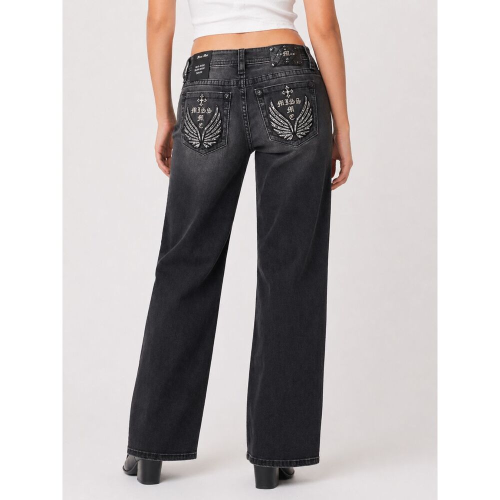Miss Me Black Slim Mid-Rise Slim Wide In Grey 30